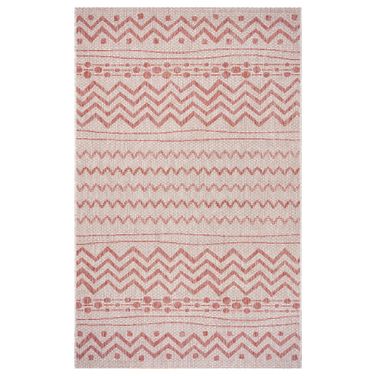 Pluvi 7'9" x 9'9" Sunshower Geometric Chevron Indoor/Outdoor Area Rug In Red and Beige