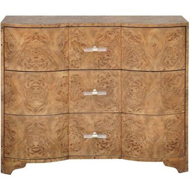 Plymouth Dark Burl Wood 3 Drawers Chest