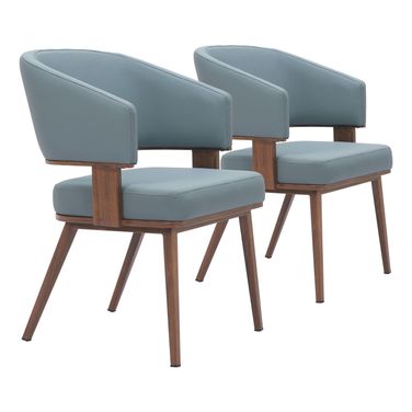 Poise Dining Chair In Azure Gray and Walnut