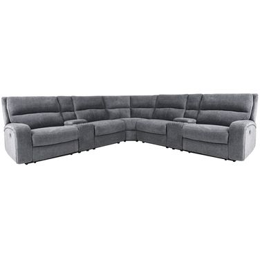 Polaris 7 Piece Modular Power Reclining Sectional with Power Adjustable Headrests In Grey