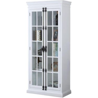 Polich Antique White Wood Storage Curio Cabinet