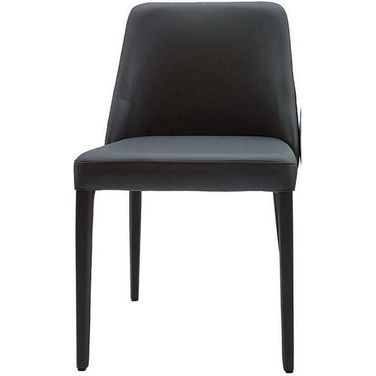Polly Anthracite Grey Leather Dining Chair Set Of 2