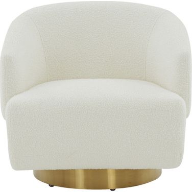 Pollyanne Swivel Accent Chair In Ivory and Gold