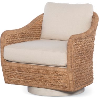 Pompano Swivel Lounge Chair In Natural and Flax