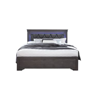 Pompei Full Bed with LED In Metallic Grey