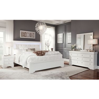Pompei Youth Bedroom Set with LED In Metallic White
