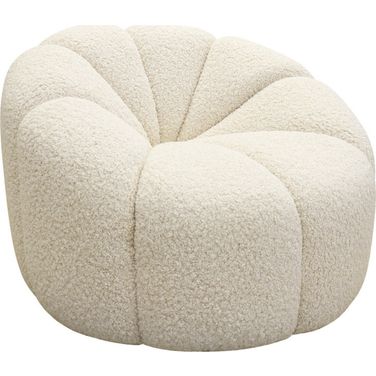 Pompeii Upholstered Swivel Base Lounge Chair In Cream