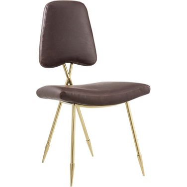 Ponder Antique Faux Leather Dining Side Chair In Brown