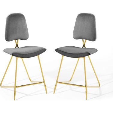 Ponder Counter Stool Performance Velvet Set of 2 In Gray