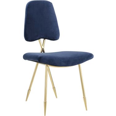 Ponder Navy Performance Velvet Dining Side Chair