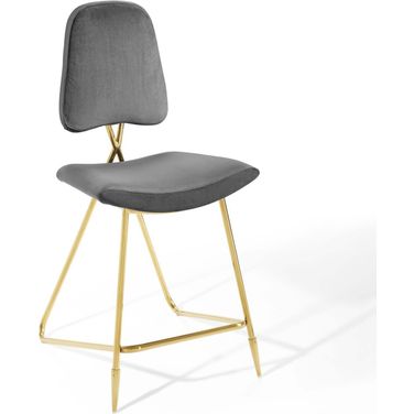 Ponder Performance Velvet Counter Stool In Gray