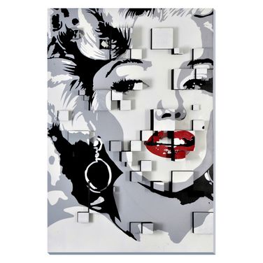 Pop Glam 3D Marilyn Abstract Canvas Wall Art In Multi