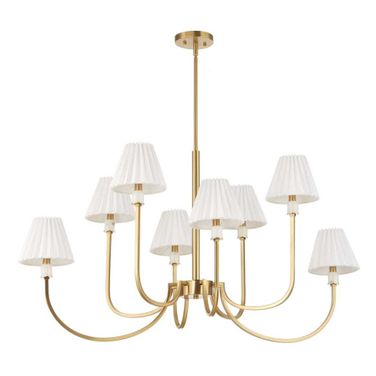 Poppins 8 Light Chandelier In White and Brass