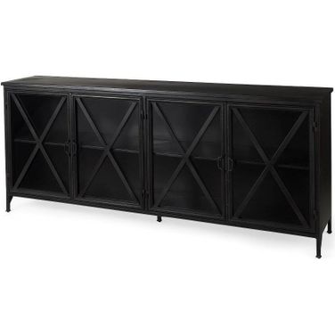 Poppy I Black Metal With Glass Door Sideboard