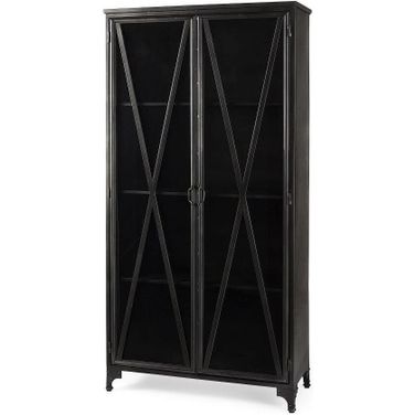 Poppy Ii Black Metal With Glass Door Display Cabinet