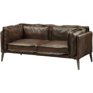 Porchester Distress Chocolate Leather Loveseat