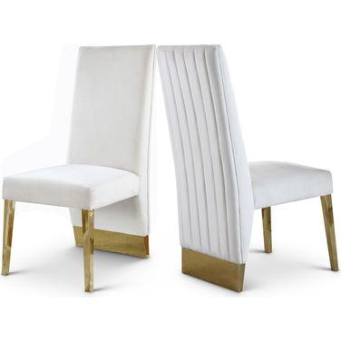 Porsha Velvet Dining Chair Set of 2 In Cream