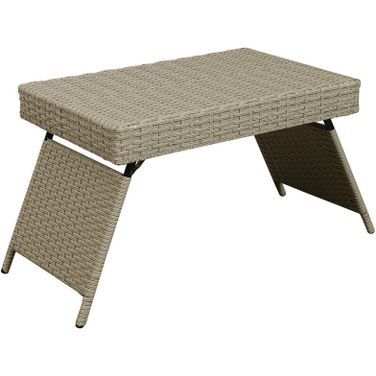 Portable Folding Wicker Table In Grey