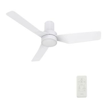 Porter 44 Inch 3-Blade Flush Mount Smart Ceiling Fan with LED Light and Remote In White