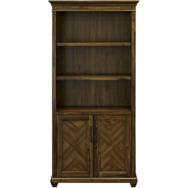 Porter Traditional Wood Bookcase with Doors In Brown