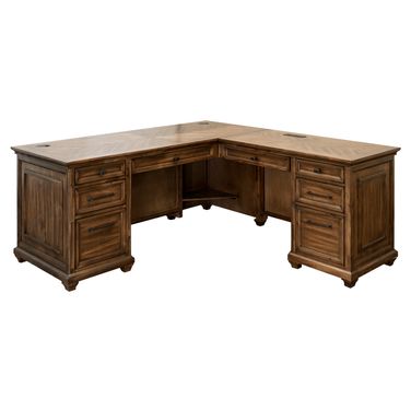 Porter Traditional Wood Return L-Desk In Brown