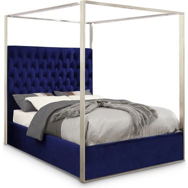 Porter Velvet King Bed In Navy