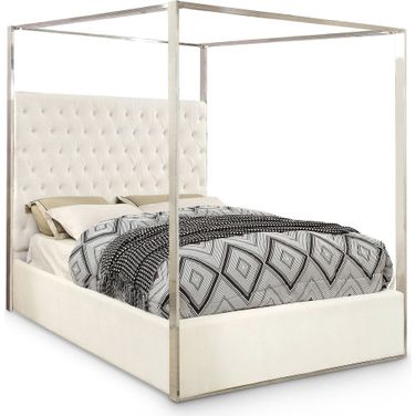 Porter Velvet Queen Bed In White