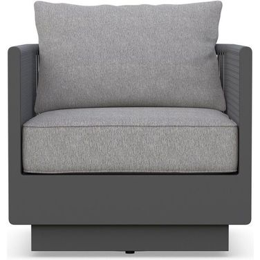 Porto Swivel Club Chair with Cushion In Moon and Matte Charcoal