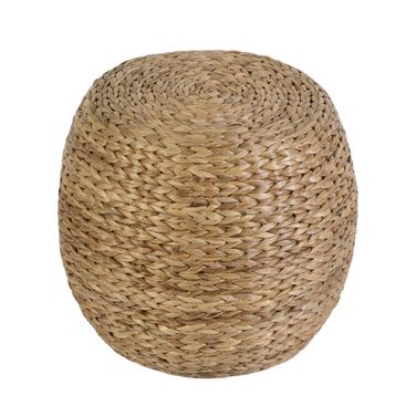 Portofino 22 in. W Water Hyacinth & Rattan Accent Stool In Natural