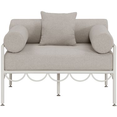 Portofino Fabric Upholstered Outdoor Patio Chair In Beige and White