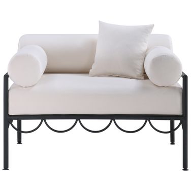 Portofino Fabric Upholstered Outdoor Patio Chair In Cream and Black