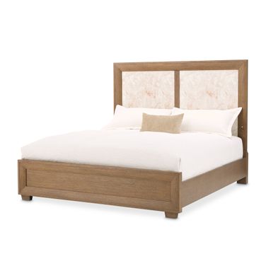 Portrait Eastern King Panel Bed with LED Lights In Sienna Brown