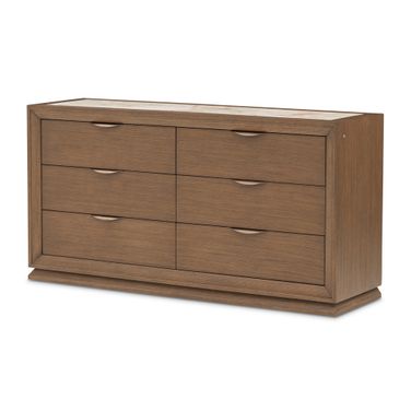 Portrait Small Dresser with LED Lights In Sienna Brown