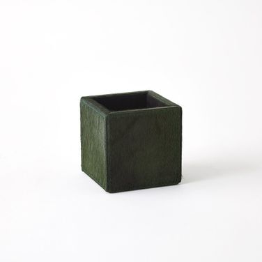 Posh Hair-On-Hide Pencil Cup In Green