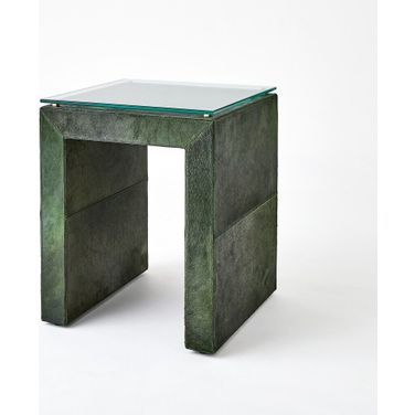 Posh Hair-On-Hide Side Table In Green