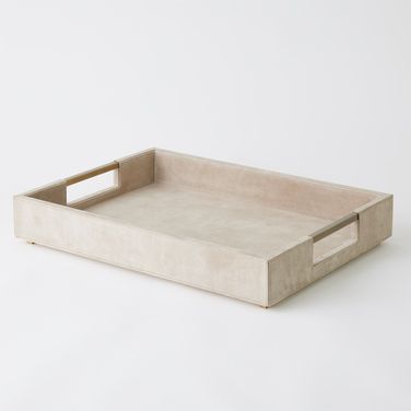 Posh Large Parchment Suede Tray In White