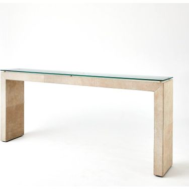 Posh Parchment Suede Console In White