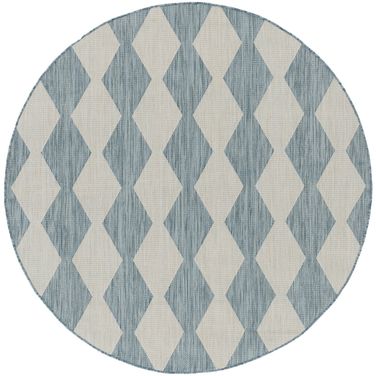 Positano Round Modern 8' x 8' Modern Rug In Aqua
