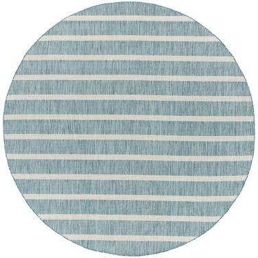 Positano Round Modern 8' x 8' Rug In Ivory and Aqua