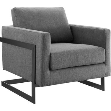 Posse Upholstered Fabric Accent Chair In Black Charcoal