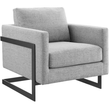 Posse Upholstered Fabric Accent Chair In Black/Light Gray
