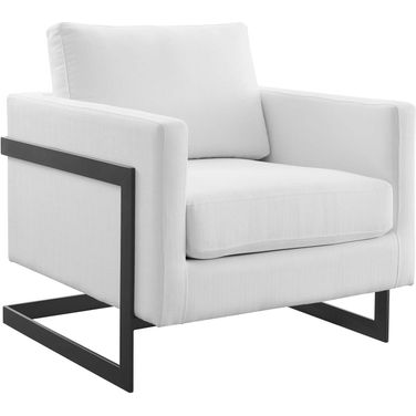 Posse Upholstered Fabric Accent Chair In White and Black