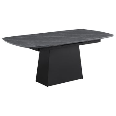Potero 73 Inch Faux Marble Extension Leaf Dining Table In Black