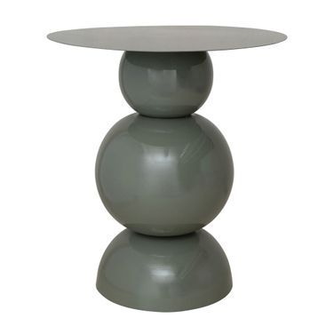 Powder Coated Metal Round Table with Stacked Base In Grey