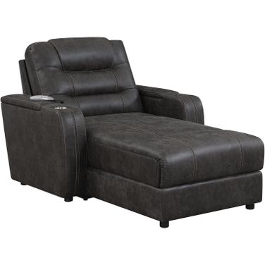 Gray Power Reclining Chaise Lounge Chair with Arms