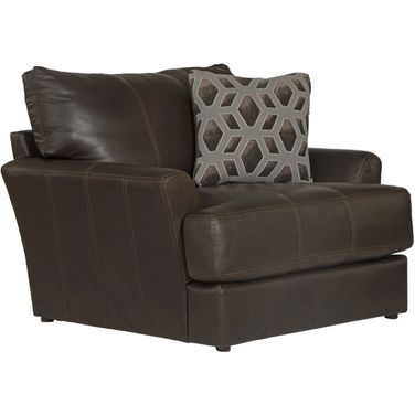 Prato Italian Top Grain Leather Match Chair with Cuddler Seat Cushion In Chocolate