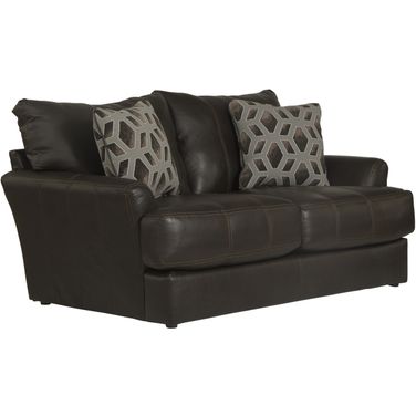 Prato Top Grain Italian Leather Match Loveseat with Cuddler Cushions In Chocolate