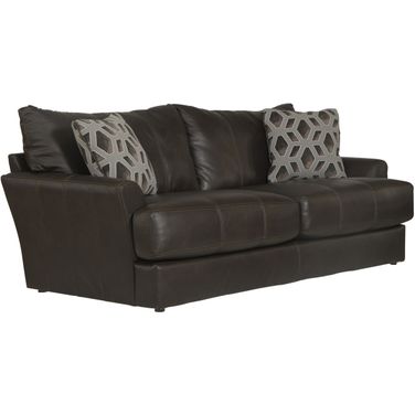 Prato Top Grain Italian Leather Match Sofa with Cuddler Cushions In Chocolate
