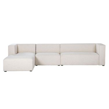 Premium Left Modular Sectional with Ottoman In Pebble and Black