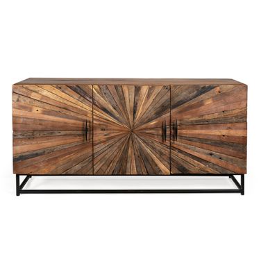 Preston 63 Inch Wide 3 Door Reclaimed Wood Sideboard In Brown